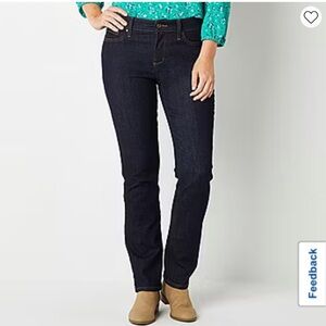 St. John’s bay Women's Dark Blue Jeans straight leg mid rise 12